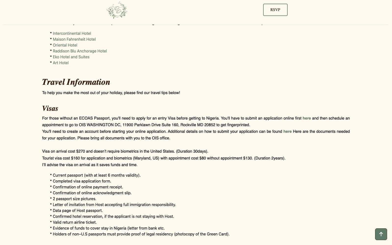 Meet the Arunas website, inner page 2