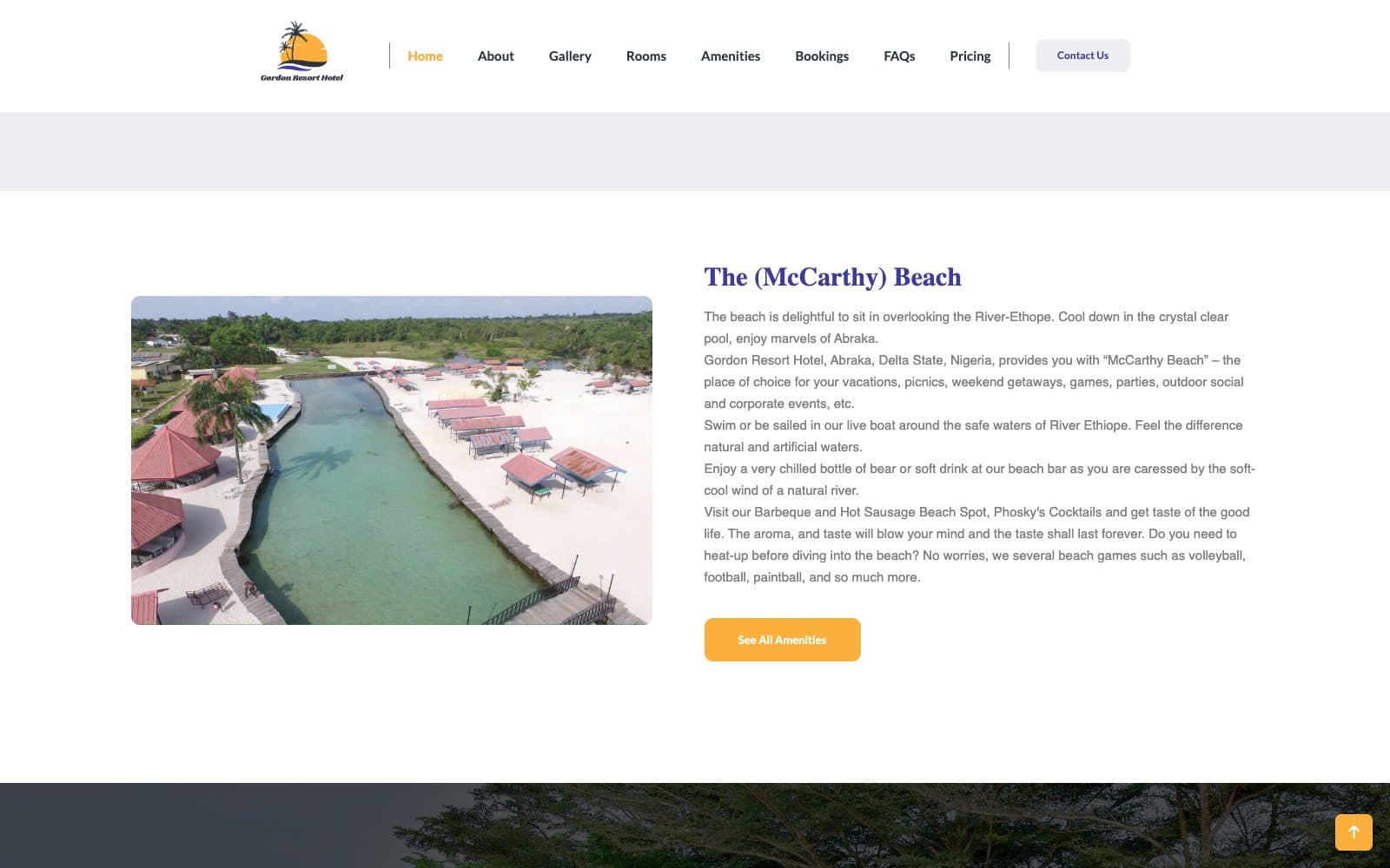 Gordon Resort Hotel website, inner page 2