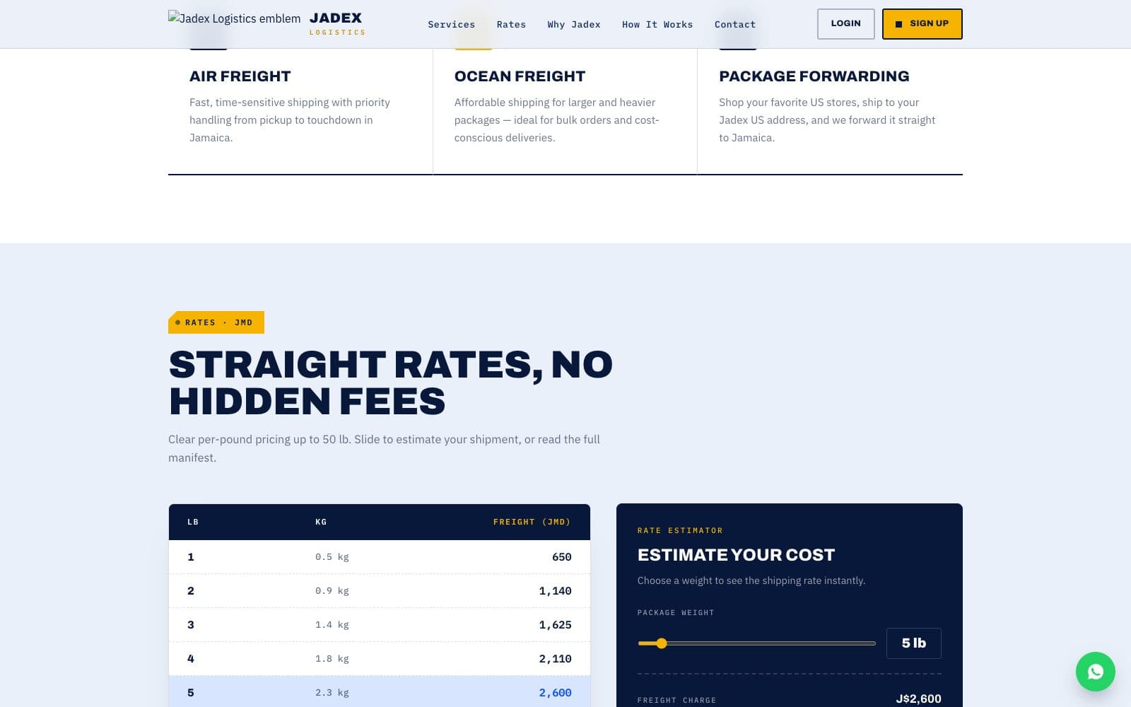 Jadex Logistics website, inner page 1