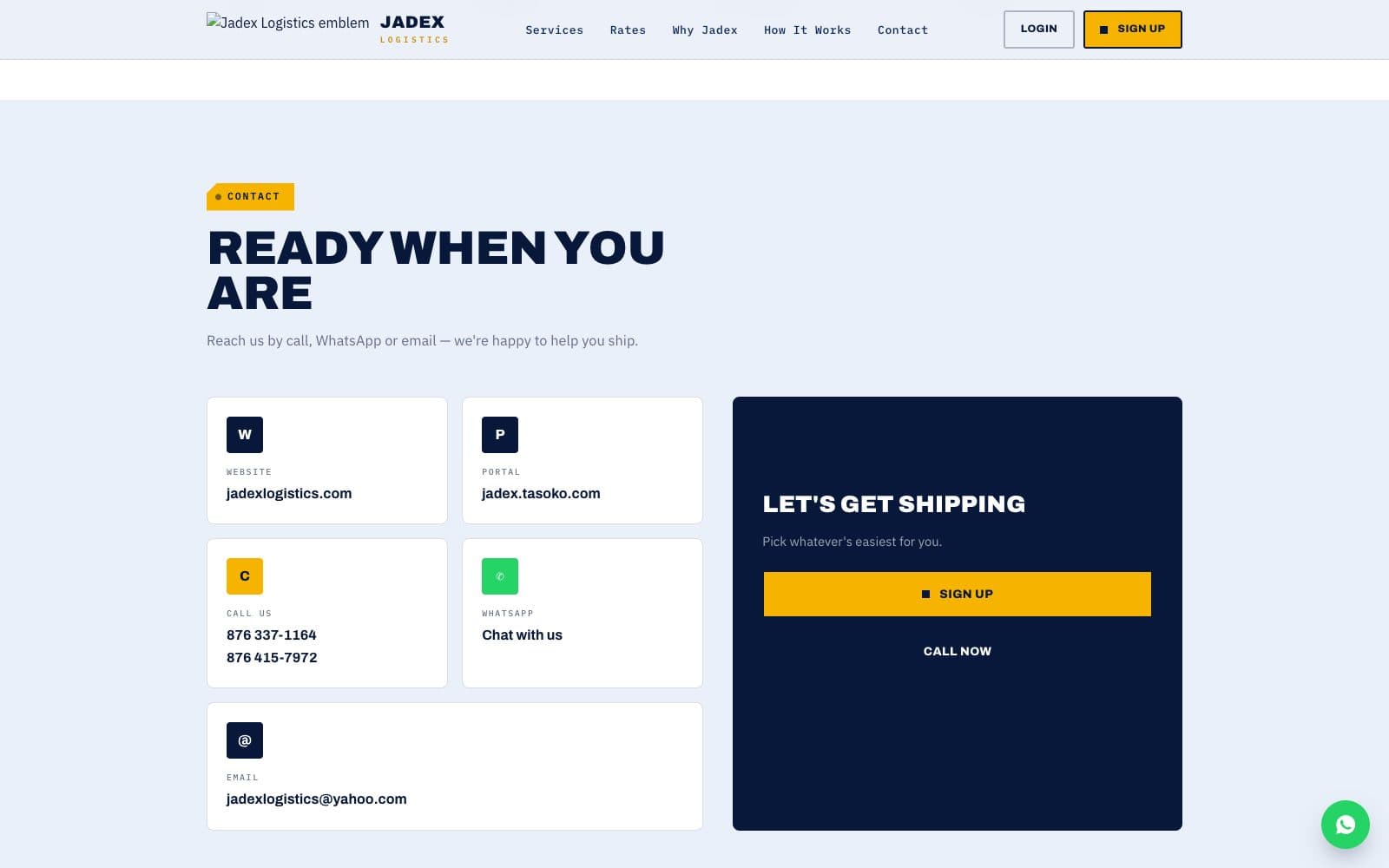 Jadex Logistics website, inner page 2