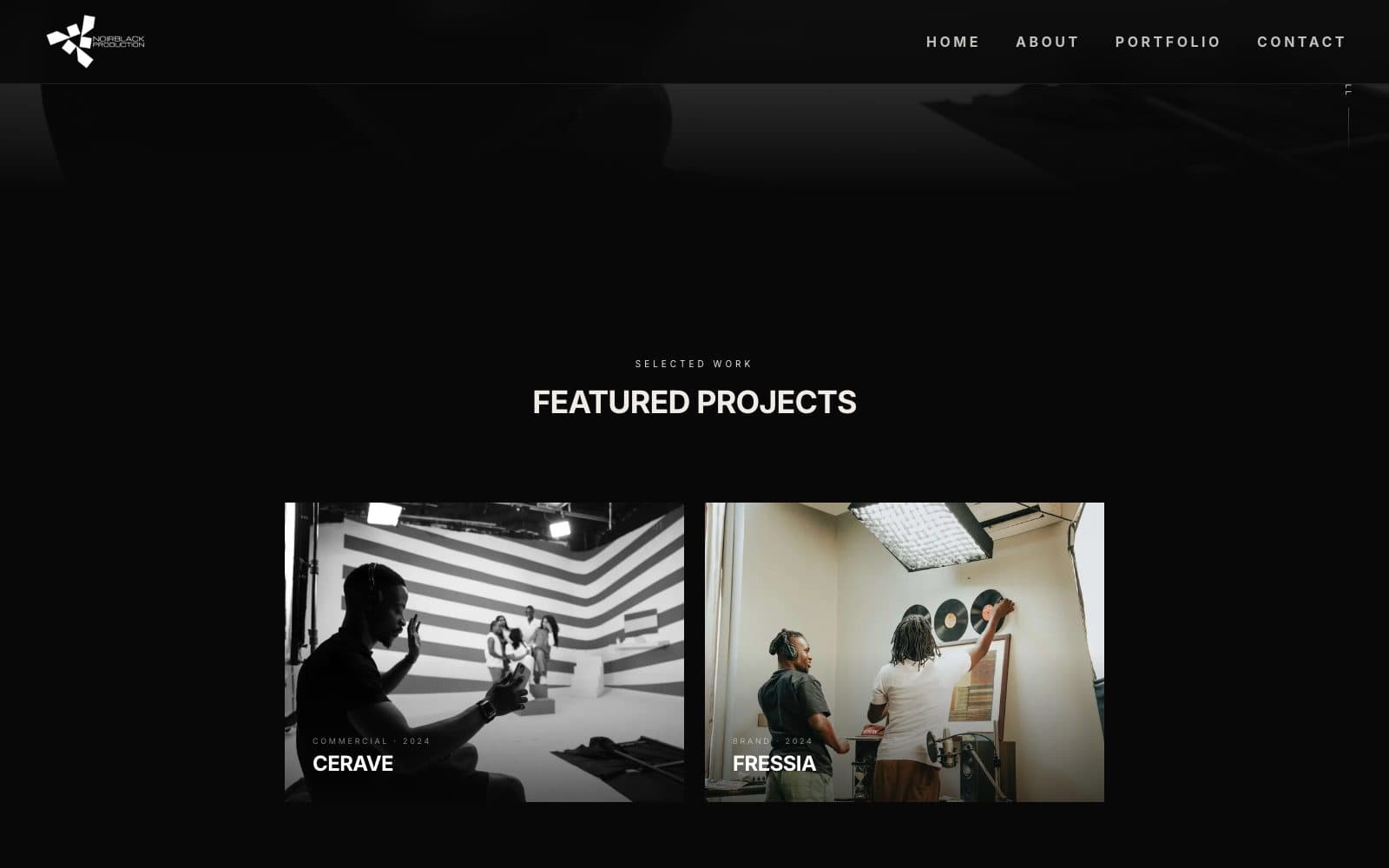 Noir Black Productions website, inner page 1