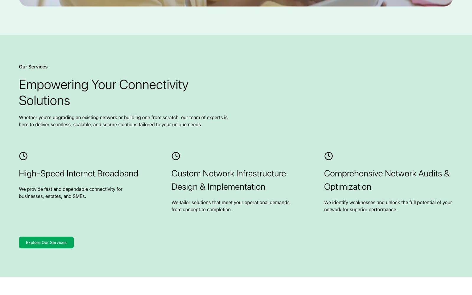 Sabi Networks website, inner page 1